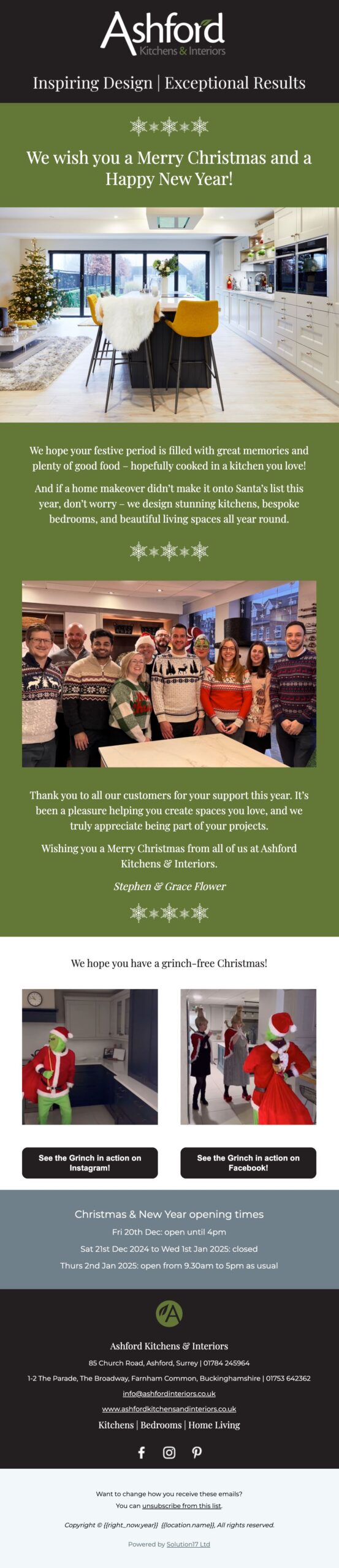 We wish you a Merry Christmas and a Happy New Year!