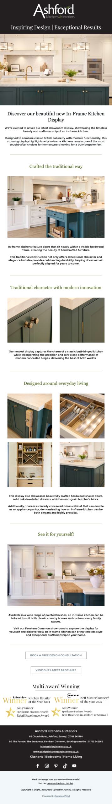 Discover our beautiful new In-Frame Kitchen Display